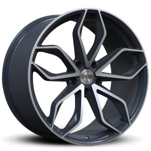 22" ROAD FORCE WHEELS RF17 SATIN GUN METAL MACHINED FINISH RIMS