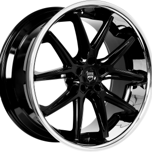 20" LEXANI WHEELS CIRCUIT GLOSS BLACK WITH CHROME LIP FINISH RIMS