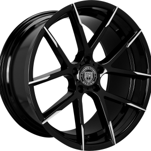 20" LEXANI WHEELS STUTTGART GLOSS BLACK WITH MACHINED TIPS FINISH RIMS