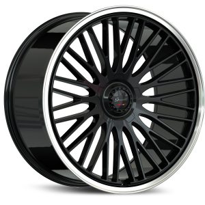 22" GIANELLE WHEELS ARIA GLOSS BLACK POLISHED LIP FINISH FLOW FORMED RIMS