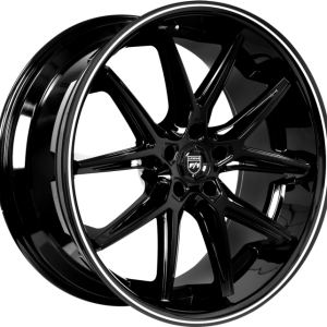 20" LEXANI WHEELS CIRCUIT GLOSS BLACK FACE WITH CNC GROOVES FINISH RIMS