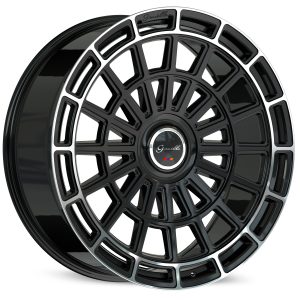 24" GIANELLE WHEELS TOURBILLION GLOSS BLACK MACHINED FINISH FLOW FORMED RIMS