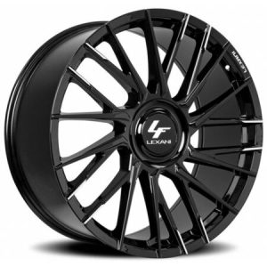 26" LEXANI WHEELS VELAR XL GLOSS BLACK MACHINED TIPS FINISH RIMS