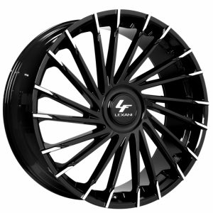 24" LEXANI WHEELS WRAITH XL GLOSS BLACK MACHINED TIPS FINISH RIMS