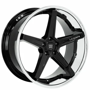 20" LEXANI WHEELS SAVAGE GLOSS BLACK WITH CHROME LIP FINISH RIMS