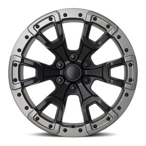 17" FACTORY REPRODUCTIONS WHEELS FR99 FORD RAPTOR SATIN BLACK WITH CARBON GRAY RING FINISH RIMS - Image 2