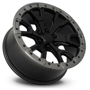 17" FACTORY REPRODUCTIONS WHEELS FR99 FORD RAPTOR SATIN BLACK WITH CARBON GRAY RING FINISH RIMS - Image 3
