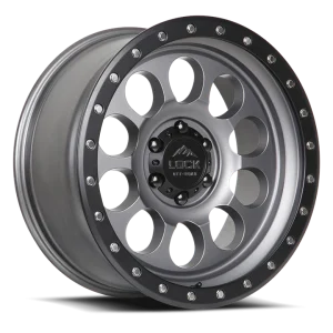 17" LOCK OFF-ROAD WHEELS 50CAL MATTE GREY MATTE BLACK RING FINISH RIMS