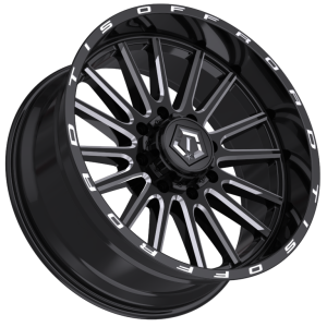 22" TIS WHEELS 567BM GLOSS BLACK MILLED WITH CHROME CENTERCAP FINISH RIMS - Image 3