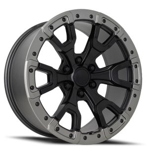 17" FACTORY REPRODUCTIONS WHEELS FR99 FORD RAPTOR SATIN BLACK WITH CARBON GRAY RING FINISH RIMS