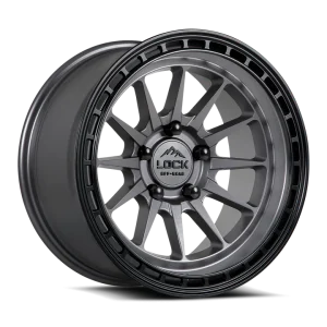 17" LOCK OFF-ROAD WHEELS BAJA MATTE GRAY MATTE BLACK RING FINISH RIMS