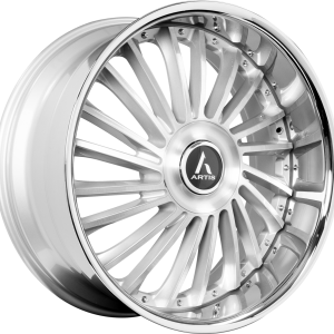 22" ARTIS WHEELS RENEGADE SILVER BRUSHED CHROME LIP FINISH RIMS