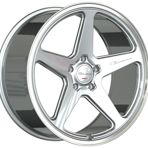 22" GIOVANNA WHEELS CINQUE GLOSS SILVER POLISHED LIP FINISH FLOW FORMED RIMS
