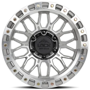 17" LOCK OFF-ROAD WHEELS COMBAT MACHINED POLISHED CLEAR COAT FINISH RIMS - Image 2