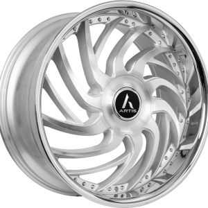 22" ARTIS WHEELS VANTAGE SILVER BRUSHED CHROME LIP FINISH RIMS