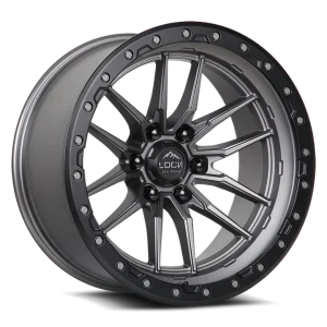 17" LOCK OFF-ROAD WHEELS KRAWLER MATTE GREY MATTE BLACK RING FINISH RIMS