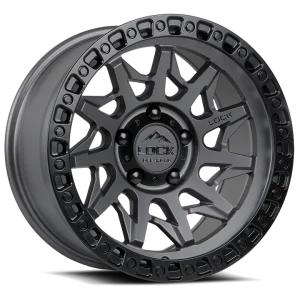 17" LOCK OFF-ROAD WHEELS LUNATIC MATTE GREY MATTE BLACK RING FINISH RIMS