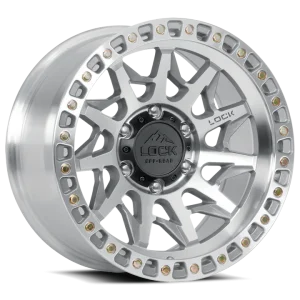 17" LOCK OFF-ROAD WHEELS LUNATIC MACHINED POLISHED CLEAR COAT FINISH RIMS