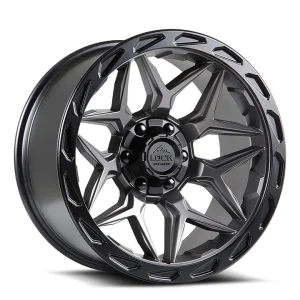 20" LOCK OFF-ROAD WHEELS MATRIX MATTE GREY MATTE BLACK RING FINISH RIMS