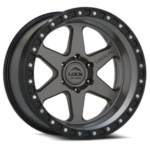 20" LOCK OFF-ROAD WHEELS OLYMPUS MATTE GREY MATTE BLACK RING FINISH RIMS
