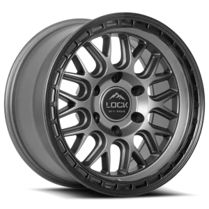17" LOCK OFF-ROAD WHEELS ONYX MATTE GREY MATTE BLACK RING FINISH RIMS