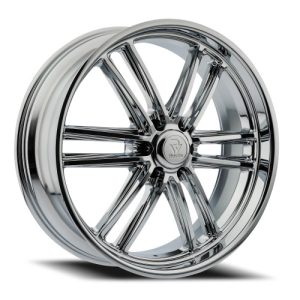24" RESTO WHEEL CO R103 MAVERICK MILLED WINDOW AND CHROME PLATED 6-LUG RIMS