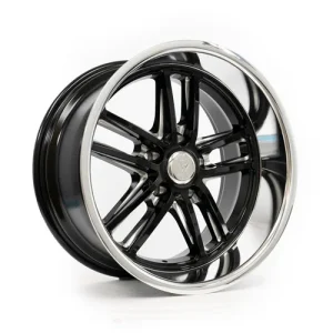 24" RESTO WHEEL CO R103 MAVERICK GLOSS BLACK CENTER WITH MILLED WINDOW AND DIAMOND CUT LIP RIMS