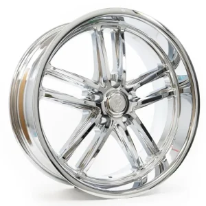24" RESTO WHEEL CO R103 MAVERICK MILLED WINDOW AND CHROME PLATED RIMS