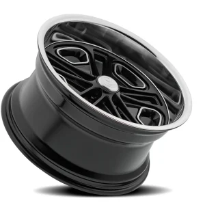 20" RESTO WHEEL CO R102 DEL RAY GLOSS BLACK CENTER WITH MILLED WINDOW AND DIAMOND CUT LIP RIMS - Image 2