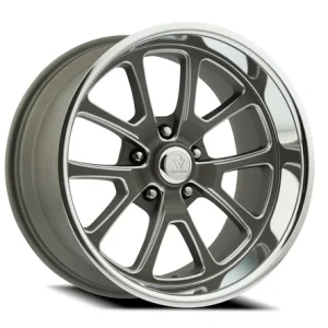 17" RESTO WHEEL CO R101 LAGUNA TEXTURED GUNMETAL CENTER WITH MILLED WINDOW AND DIAMOND CUT LIP RIMS