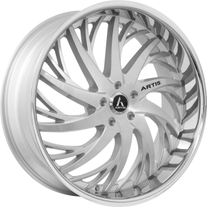 22" ARTIS WHEELS DECATUR SILVER BRUSHED CHROME LIP FINISH RIMS