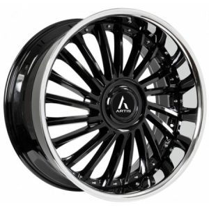 22" ARTIS WHEELS RENEGADE XL GLOSS BLACK CHROME LIP FINISH RIMS
