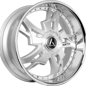 22" ARTIS WHEELS LAREDO SILVER BRUSHED CHROME LIP FINISH RIMS