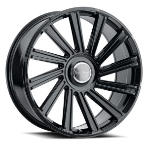22" BLAQUE DIAMOND WHEELS BD-40 GLOSS BLACK FINISH W/FLOATING CAPS RIMS