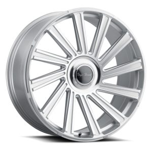 22" BLAQUE DIAMOND WHEELS BD-40 SILVER MACHINED FINISH W/FLOATING CAPS RIMS