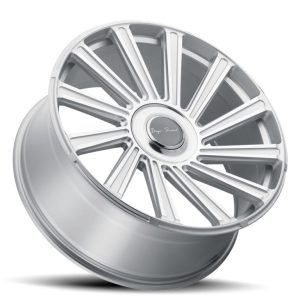 24" BLAQUE DIAMOND WHEELS BD-40 SILVER MACHINED FINISH W/FLOATING CAPS RIMS - Image 2