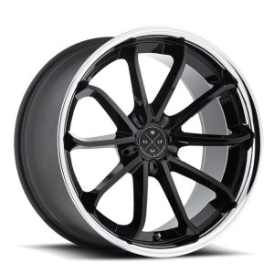 20" BLAQUE DIAMOND WHEELS BD-23 GLOSS BLACK CHROME LIP FINISH RIMS