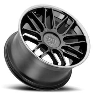 22" BLAQUE DIAMOND WHEELS BD-27 SATIN BLACK CHROME LIP FINISH RIMS - Image 2