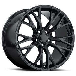 18" FACTORY REPRODUCTIONS WHEELS FR22 C7 Z06 CORVETTE REPLICA GLOSS BLACK FINISH RIMS