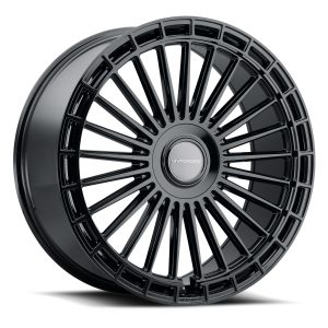 24" MV FORGED WHEELS MVF-40 GLOSS BLACK FLOATING CAPS FLOW FORM RIMS