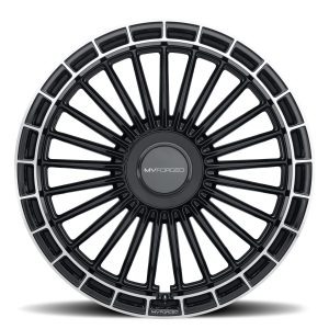 22" MV FORGED WHEELS MVF-40 BLACK DIAMOND RING FLOATING CAPS FLOW FORM RIMS - Image 3