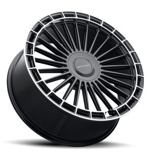 22" MV FORGED WHEELS MVF-40 BLACK DIAMOND RING FLOATING CAPS FLOW FORM RIMS - Image 2