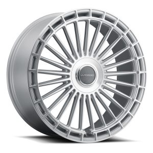 22" MV FORGED WHEELS MVF-40 DIAMOND SILVER FLOATING CAPS FLOW FORM RIMS