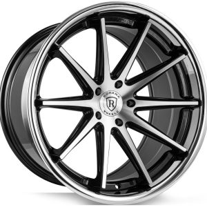22" ROHANA WHEELS RFC10 MACHINED BLACK CHROME LIP FLOW FORMED FINISH RIMS