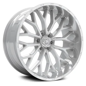 20" TIS WHEELS 565BSM SILVER WITH BRUSHED FACE AND LIP FINISH RIMS
