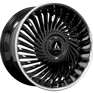 24" ARTIS WHEELS JUICY XL GLOSS BLACK CHROME LIP FINISH RIMS