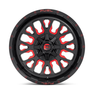 17" FUEL WHEELS D612 STROKE GLOSS BLACK WITH CANDY RED CROSSOVER SUV RIMS - Image 3