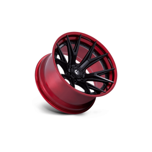 17" FUEL WHEELS FC402 CATALYST MATTE BLACK WITH CANDY RED LIP OFF-ROAD FUSION FORGED RIMS - Image 3