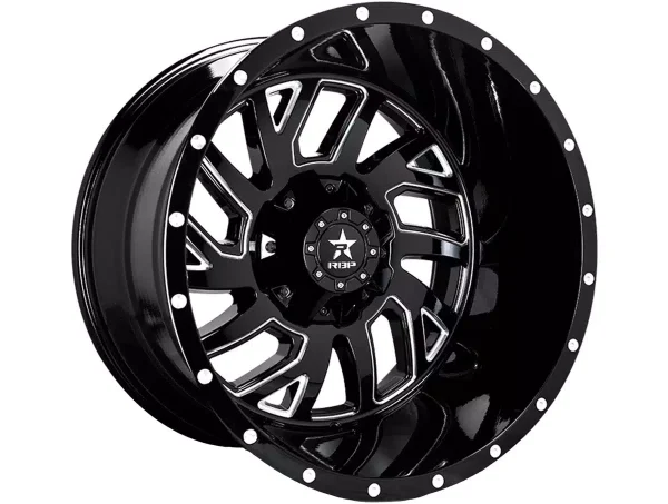 22x14" RBP WHEELS GLOCK 65R- CAST GLOSS BLACK MILLED FINISH RIMS ONLY 5x127 5x139 ET-76