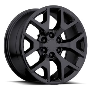20" FACTORY REPRODUCTIONS WHEELS FR44 GMC SIERRA GLOSS BLACK FINISH RIMS